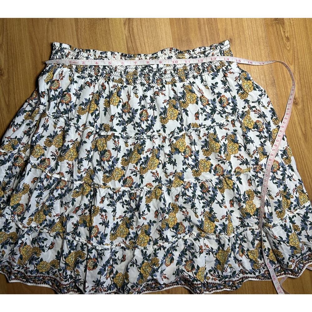 Max Studio Buttery Yellow Floral Tiered Skirt Smocked Waist Boho Coquette Size M - Picture 4 of 8